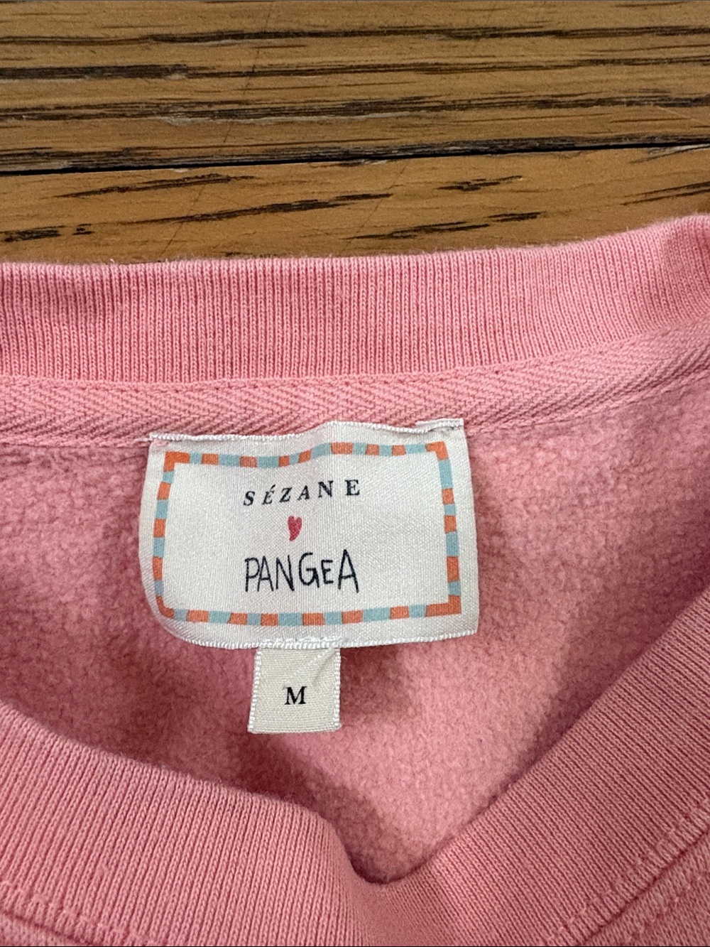 Sézane Pink Sweatshirt with Red Heart Patch - Picture 3 of 4